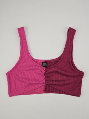 Wild Fable Knit Tank Top Medium Bright Pink Colorblock Crop Cami Ribbed